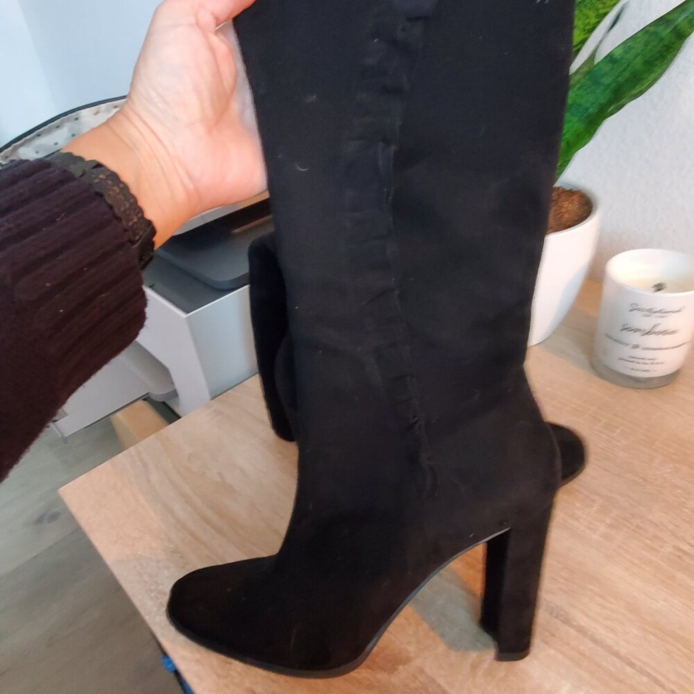Ohara Black Suede Zip up Boots - 4" tall